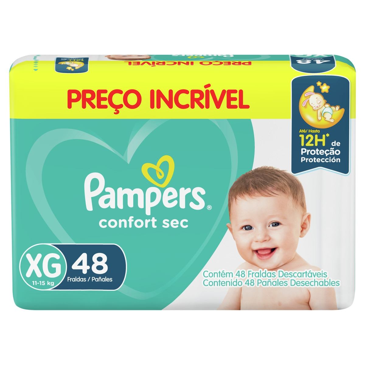 FRALDA PAMPERS CONFORT SEC XG HIPER 48 UNIDADES                                                     