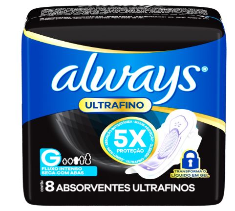ABSORVENTE ALWAYS ULTRA SECO NOTRUNO COM 8UN (OUT/24)                                               