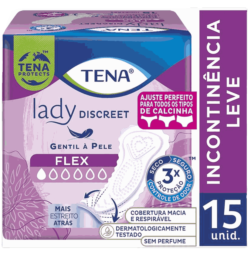 Protetor Diario Tena Lady Discreet Flex Pacote 15 Unidades                                          