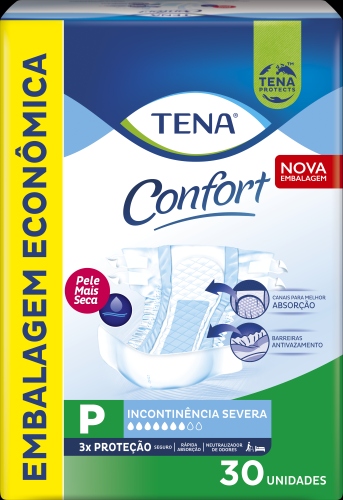 FRALDA TENA CONFORT BIOFRAL PACOTE 30 UNIDADES                                                      