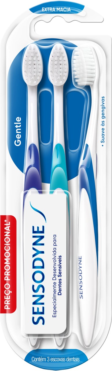 ESCOVA DENTAL SENSODYNE GENTLE EXTRA MACIA COM 2 UNIDADES                                           