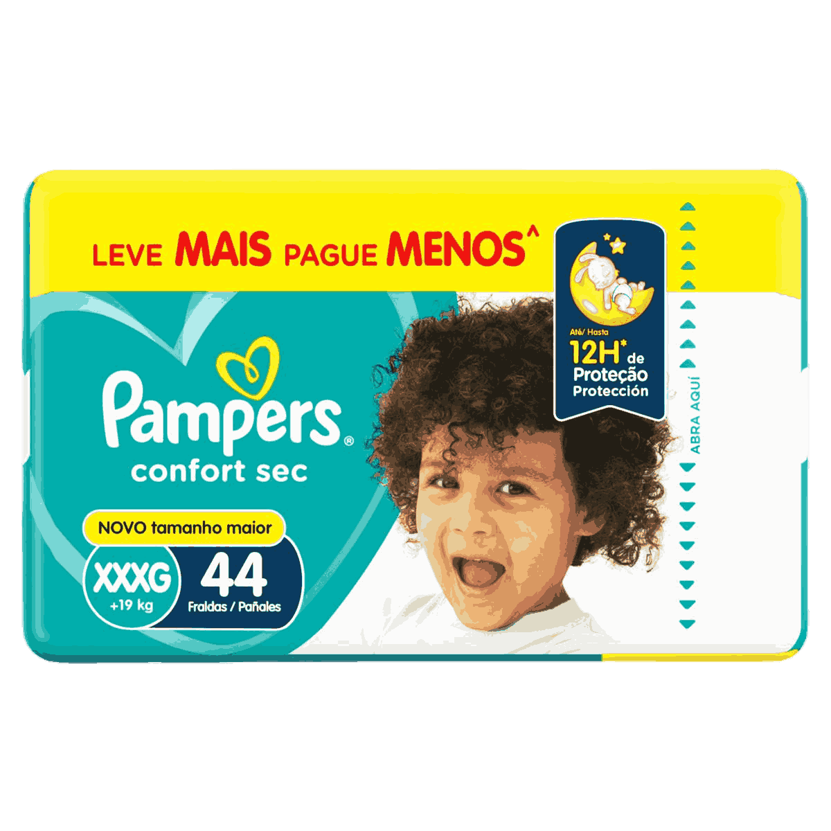 Fralda Descartavel Infantil Pampers Confort Sec XXXG Pacote 44 Unidades Leve Mais Pague Menos       