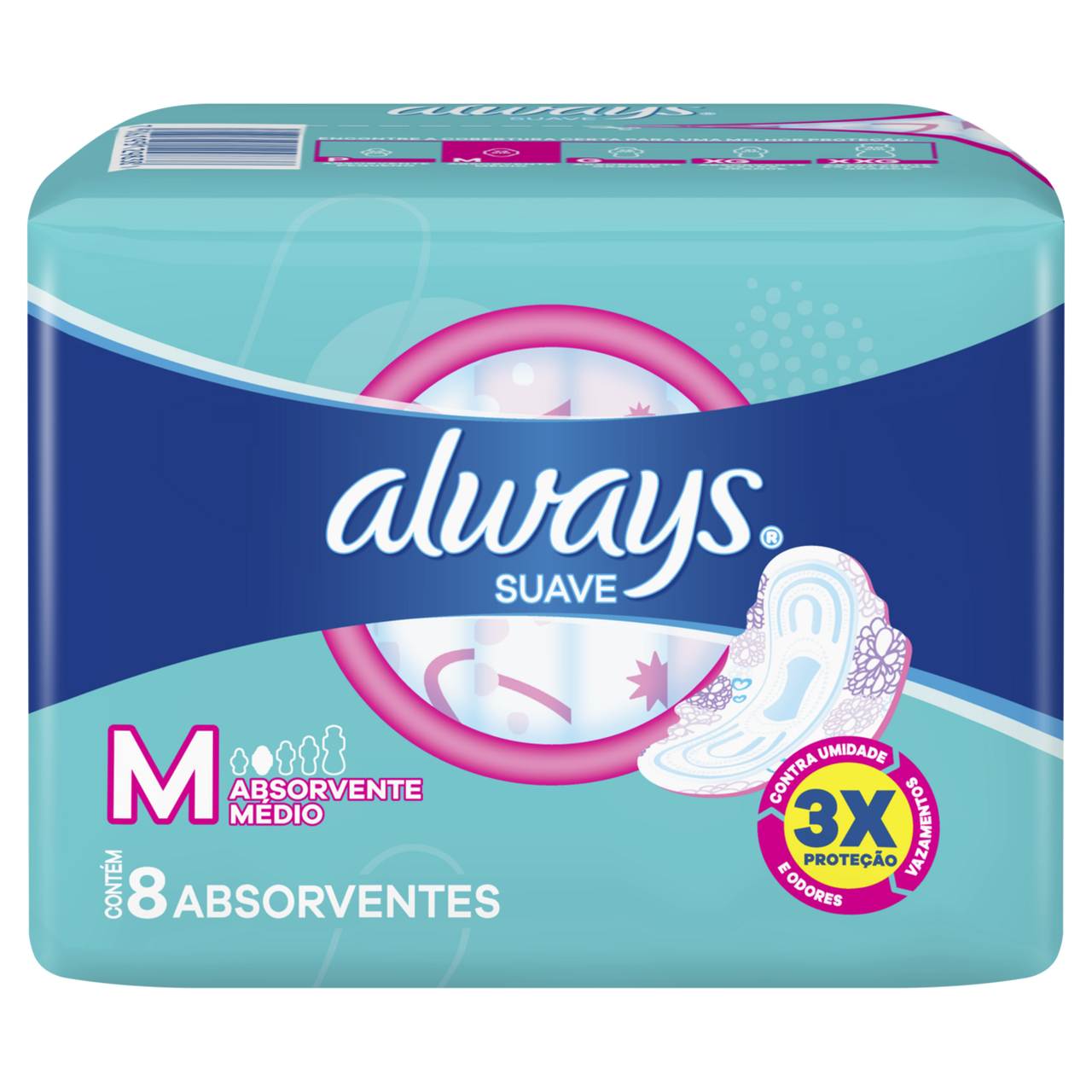 ABSORVENTE ALWAYS MAXI PROTEÇÃO MALHA SUAVE COM ABAS COM 8 UNIDADES                                 