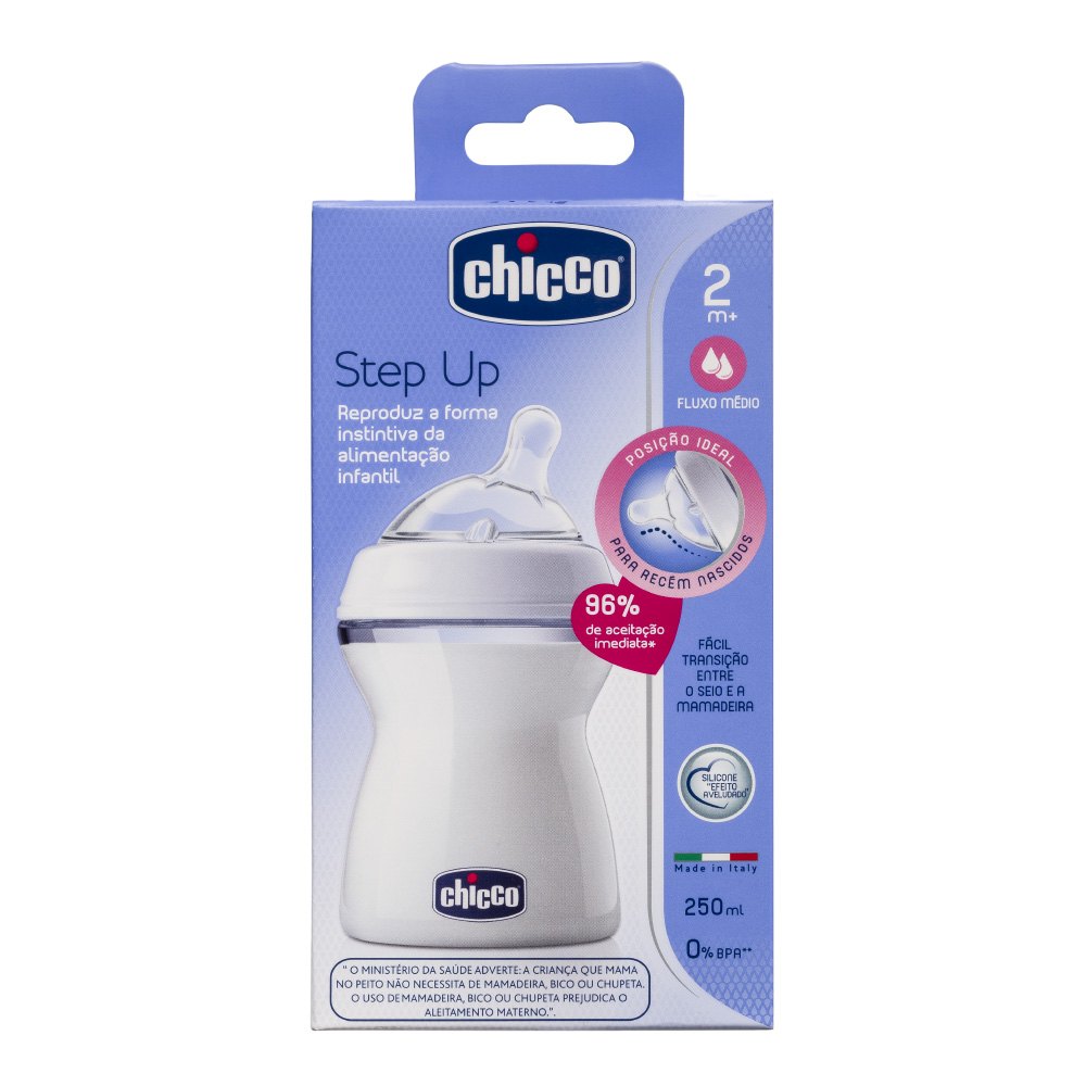 MAMADEIRA STEP UP TRANSP.FLUXO MEDIO CHICCO 250ML                                                   