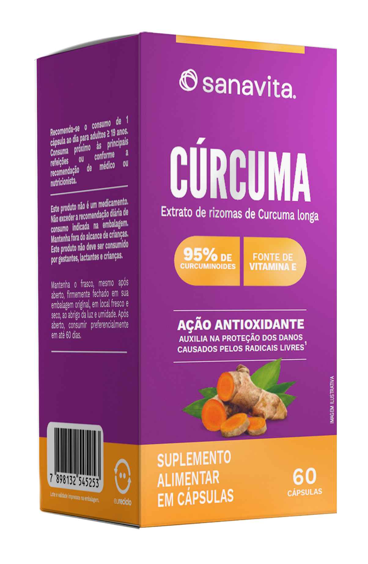 CÚRCUMA SANAVITA CAIXA 60 CÁPSULAS                                                                  