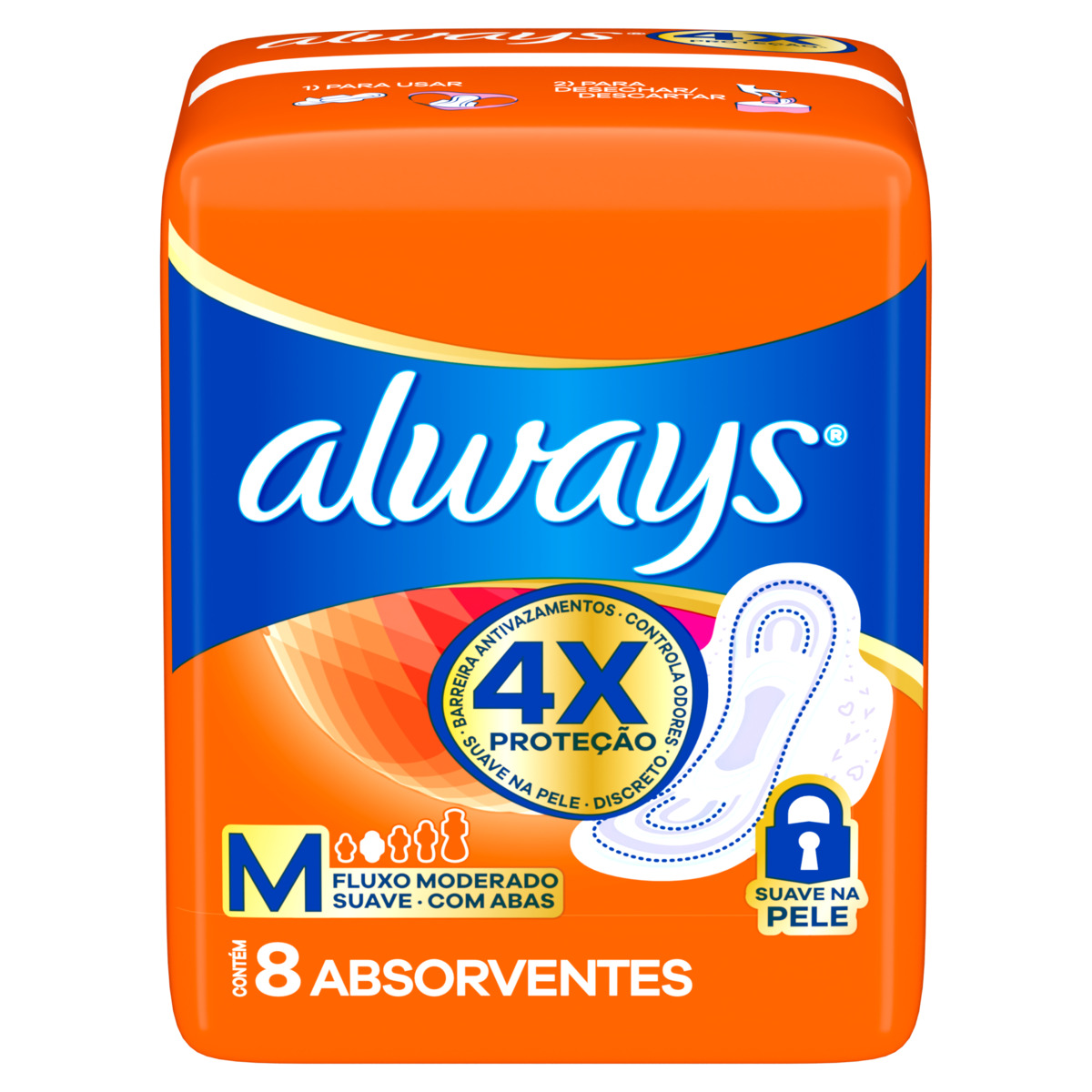 ABSORVENTE ALWAYS MAXI PROTEÇÃO MALHA SUAVE COM ABAS COM 8 UNIDADES                                 
