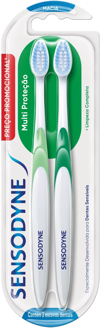 ESCOVA DENTAL SENSODYNE MULTI PROTEÇÃO MACIA COM 2 UNIDADES                                         