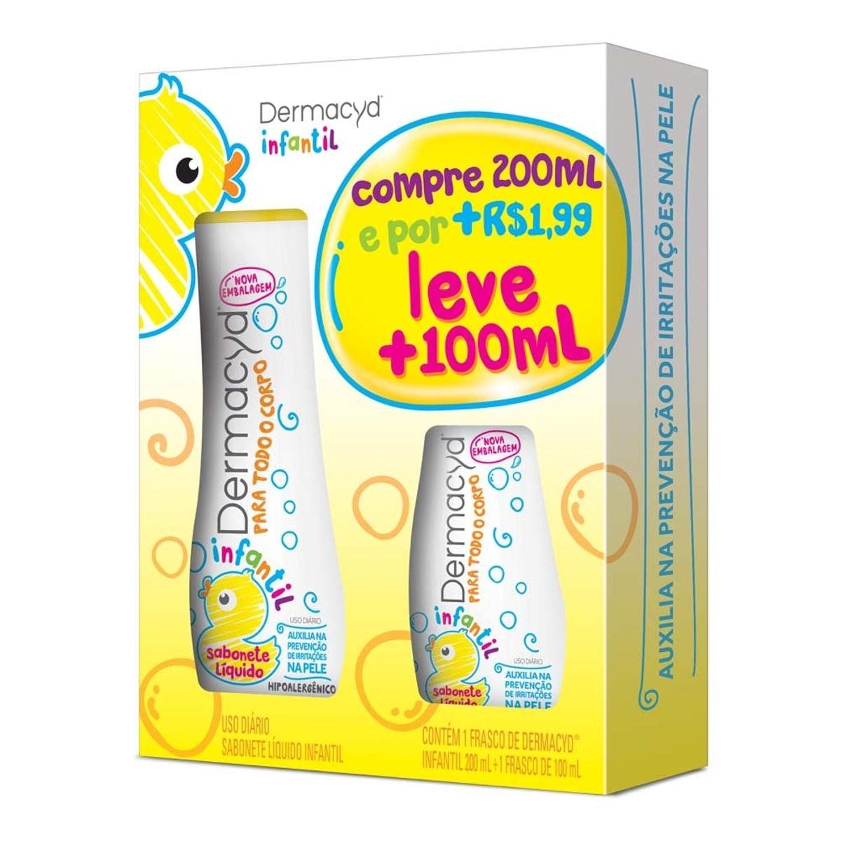 KIT SABONETE DERMACYD INFANTIL 200ML+ INFANTIL 100ML                                                