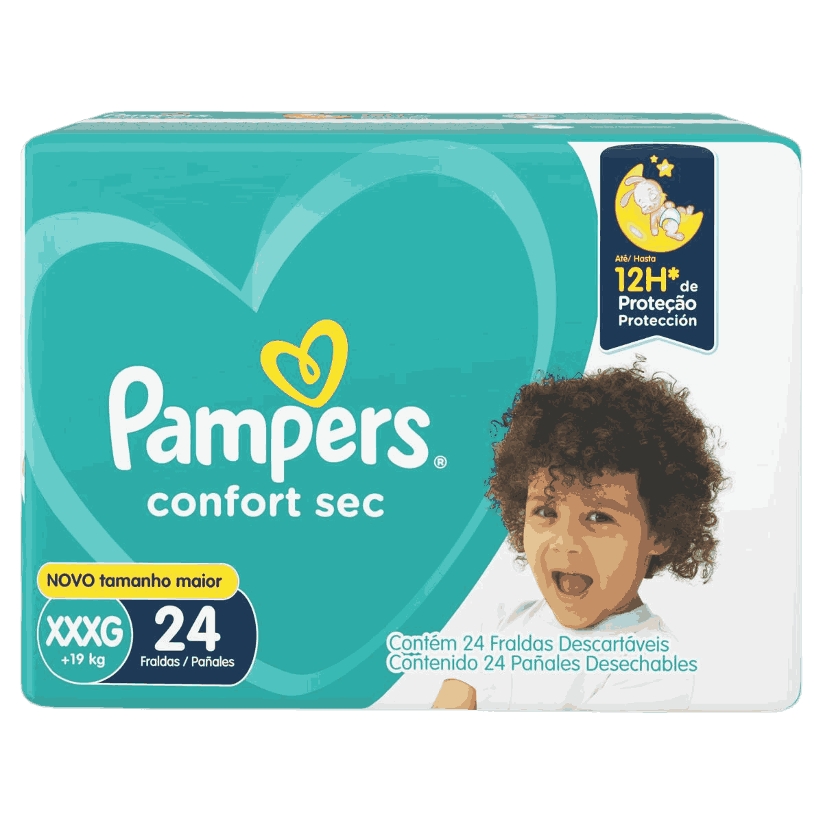 Fralda Descartavel Infantil Pampers Confort Sec XXXG Pacote 24 Unidades                             