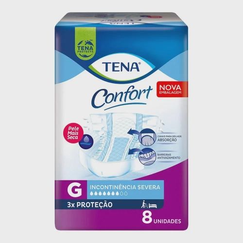 FRALDA TENA CONFORT BIOFRAL G COM 8 UNIDADES                                                        