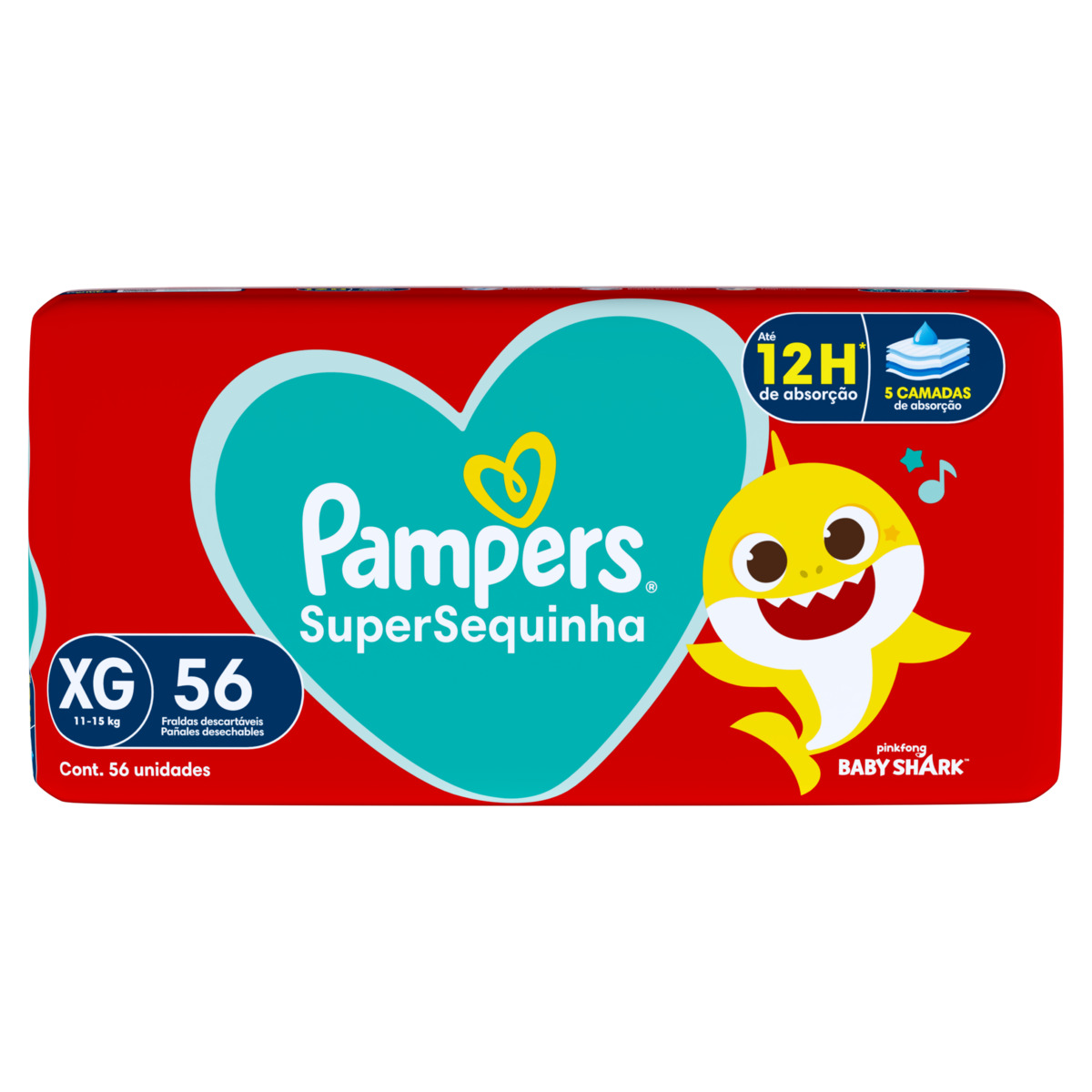 FRALDA PAMPERS SS BABY SHARK XG C/56UN                                                              