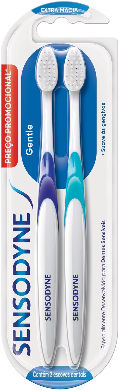 ESCOVA DENTAL SENSODYNE GENTLE EXTRA MACIA COM 2 UNIDADES                                           