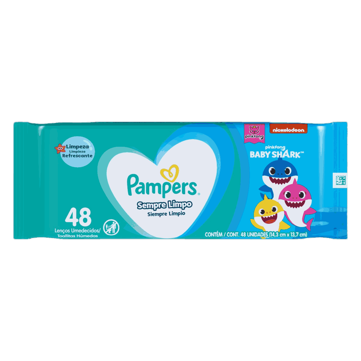LENÇO UMEDECIDO PAMPERS SPLASH BABY SHARK COM 48 UNIDADES                                            image number null
