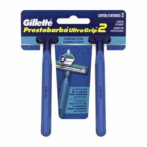 APARELHO PRESTOBARBA GILLETTE ULTRAGRIP 2 COM 2 UNIDADES                                            