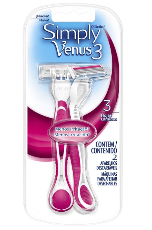 APARELHO DE DEPILAR GILLETTE VENUS SIMPLY3 COM 2 UNIDADES                                           