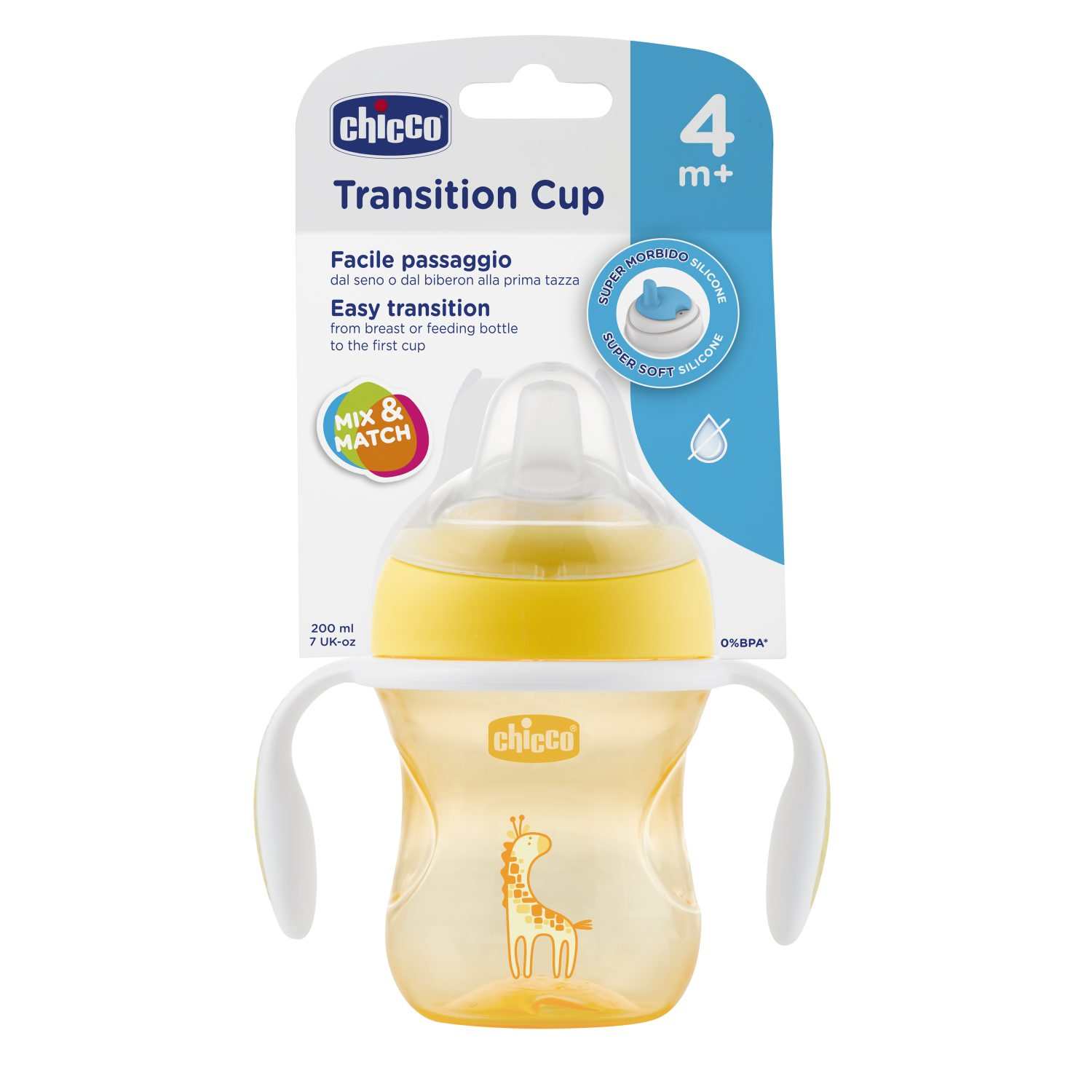 NOVO COPO TRANSITION CUP AMARELO 4M+ CHICCO 200ML                                                   