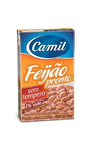 FEIJÃO CARIOCA PRONTO SEM TEMPERO CAMIL 490G                                                        