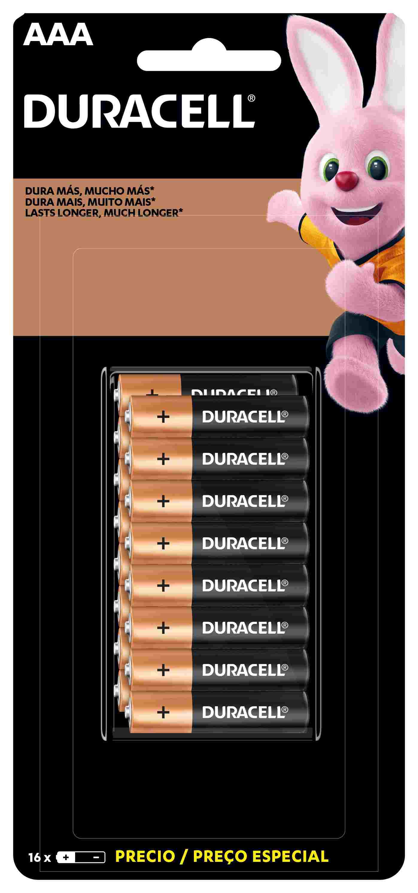 PILHA DURACELL PALITO AAA COM 16 UNIDADES                                                           