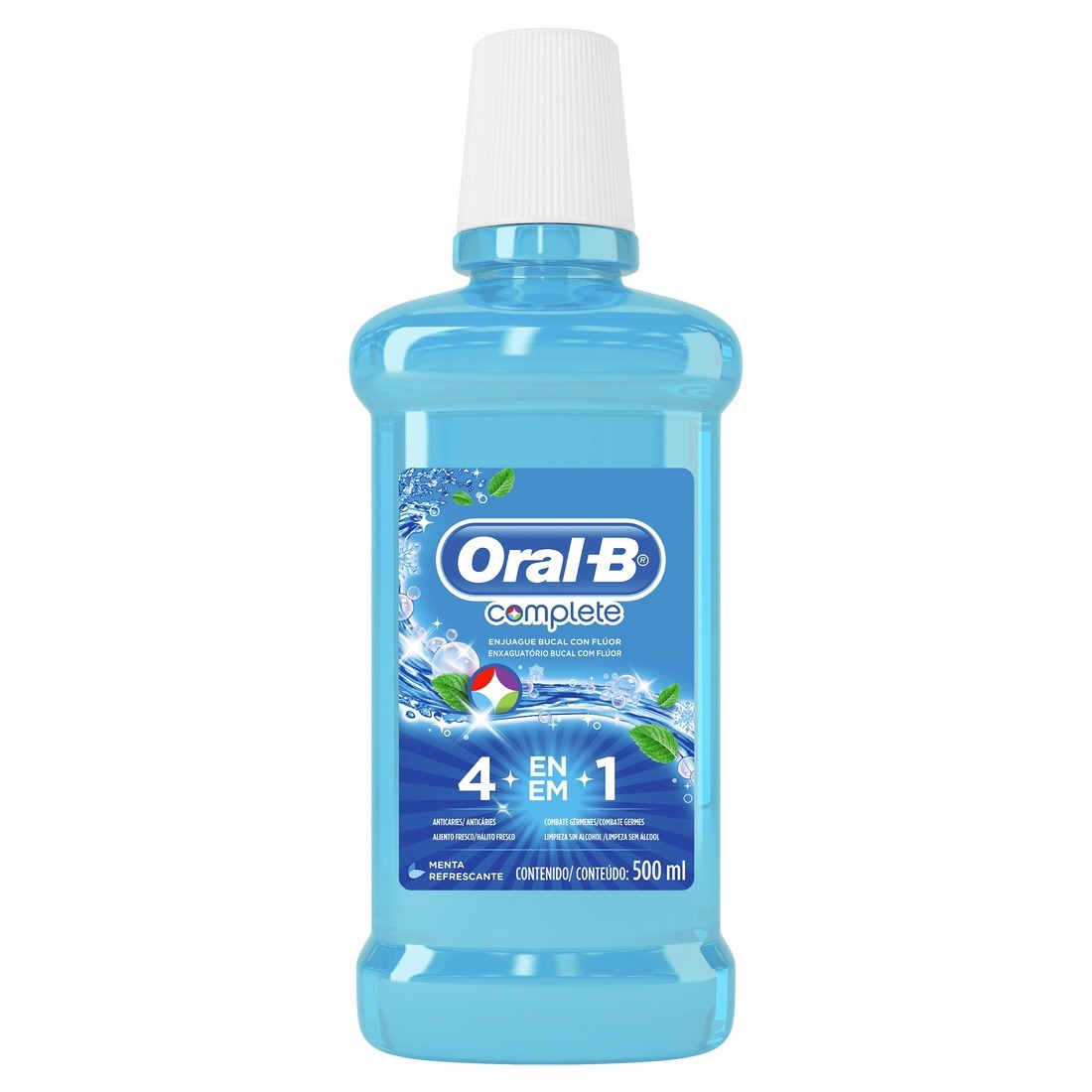 ANTISSÉPTICO BUCAL ORAL-B COMPLETE MENTA LEVE 500ML PAGUE 300ML                                     