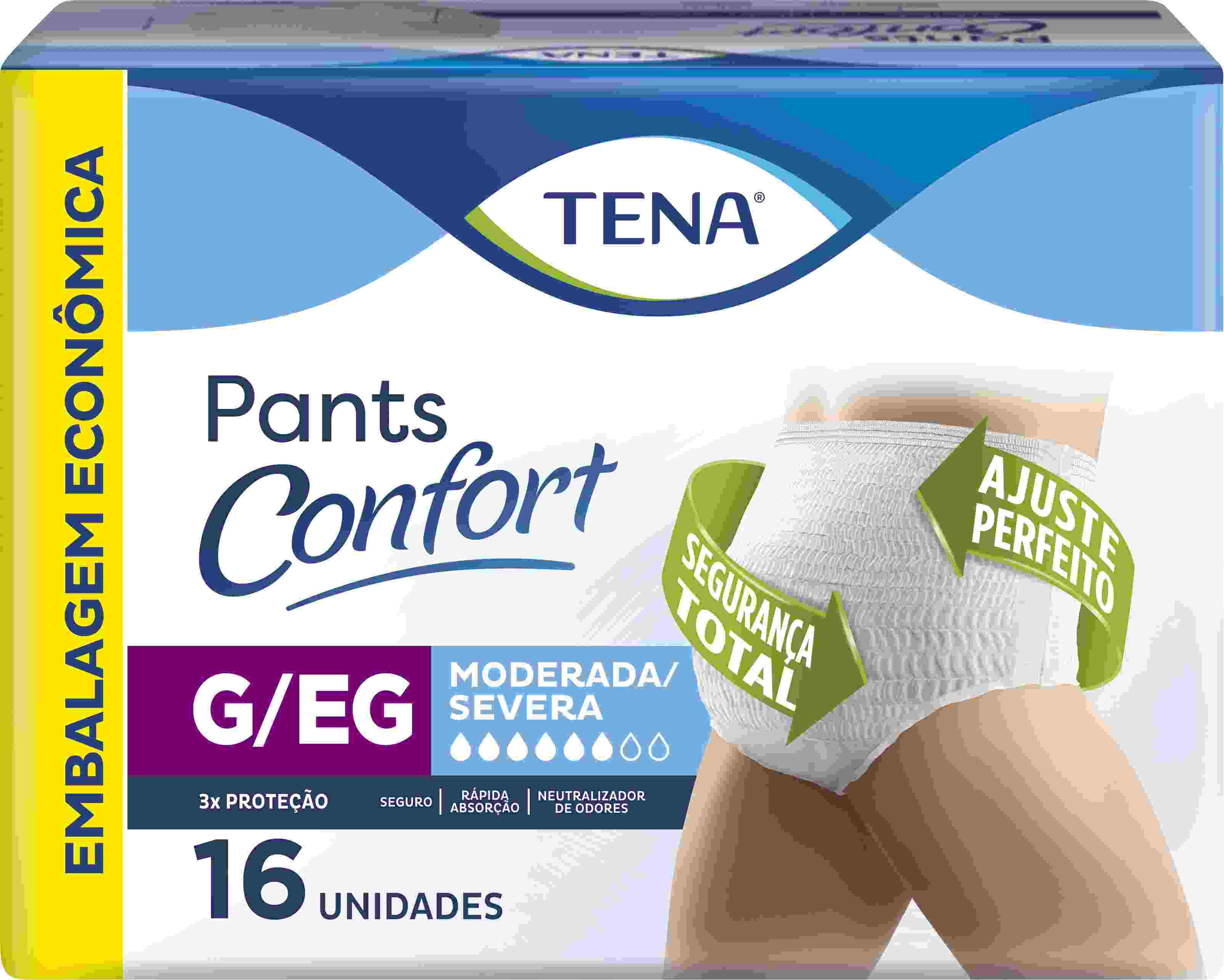 ROUPA INTIMA TENA PANTS CONFORT G/EG COM 16 UNIDADES                                                