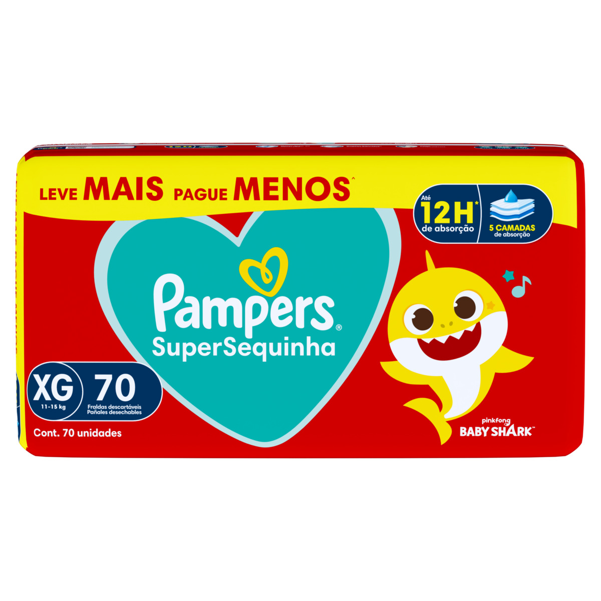 FRALDA PAMPERS SUPERSEQUINHA XG JUMBO C/70UN                                                        