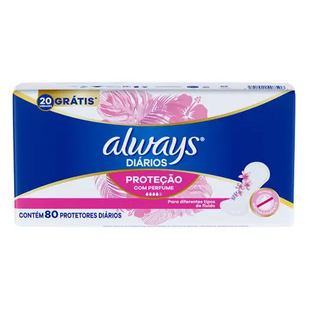 ABSORVENTE ALWAYS PROTETOR DIÁRIO COM PERFUME 80 UNIDADES                                            image number null