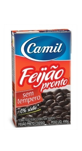 FEIJÃO PRETO PRONTO SEM TEMPERO CAMIL 490G                                                          