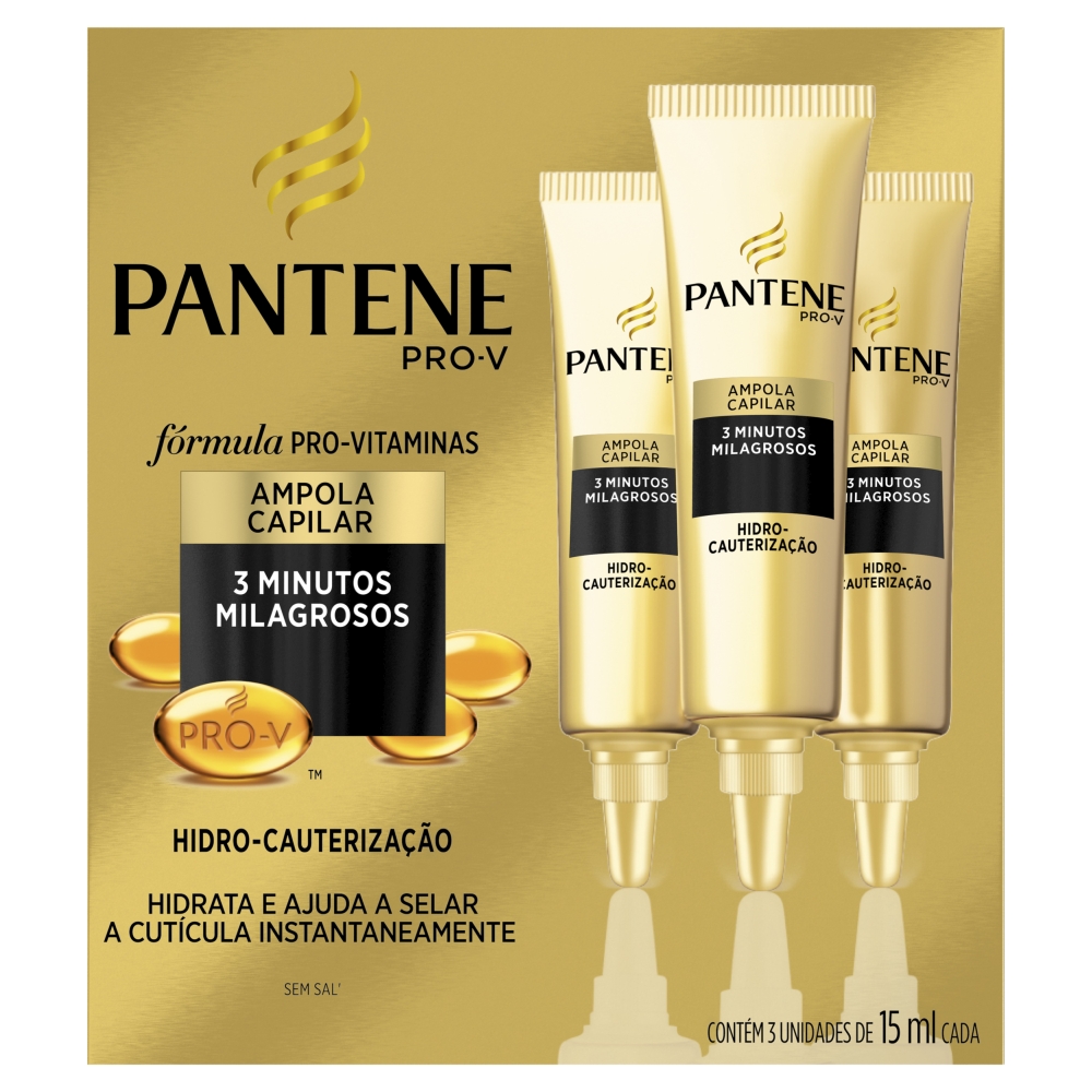 AMPOLA PANTENE HIDRO CAUTERIZAÇÃO 15ML 3 UNIDADES                                                   