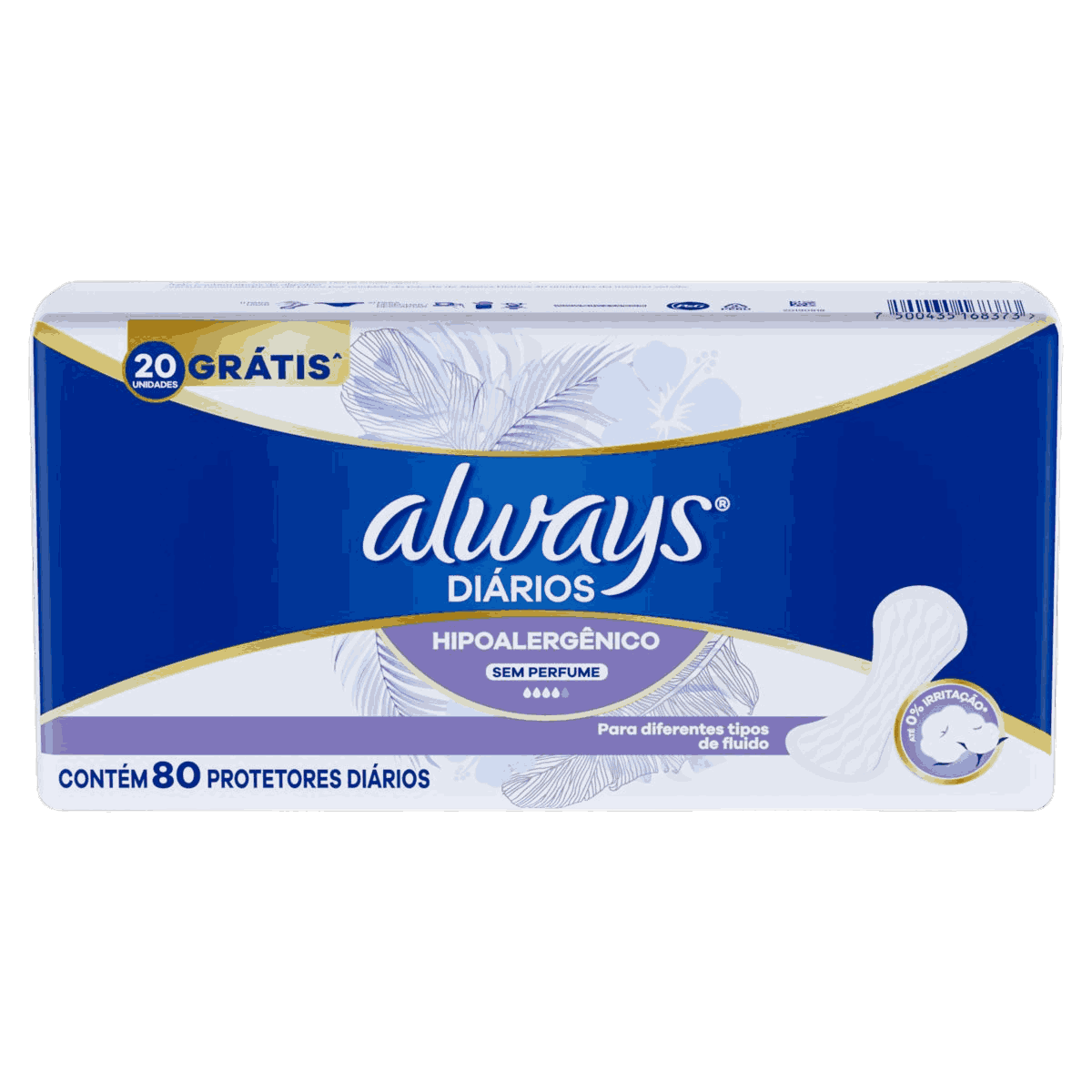 PROTETOR DIÁRIO ALWAYS SENSITIVE SUMMER COM 80 UNIDADES                                              image number null