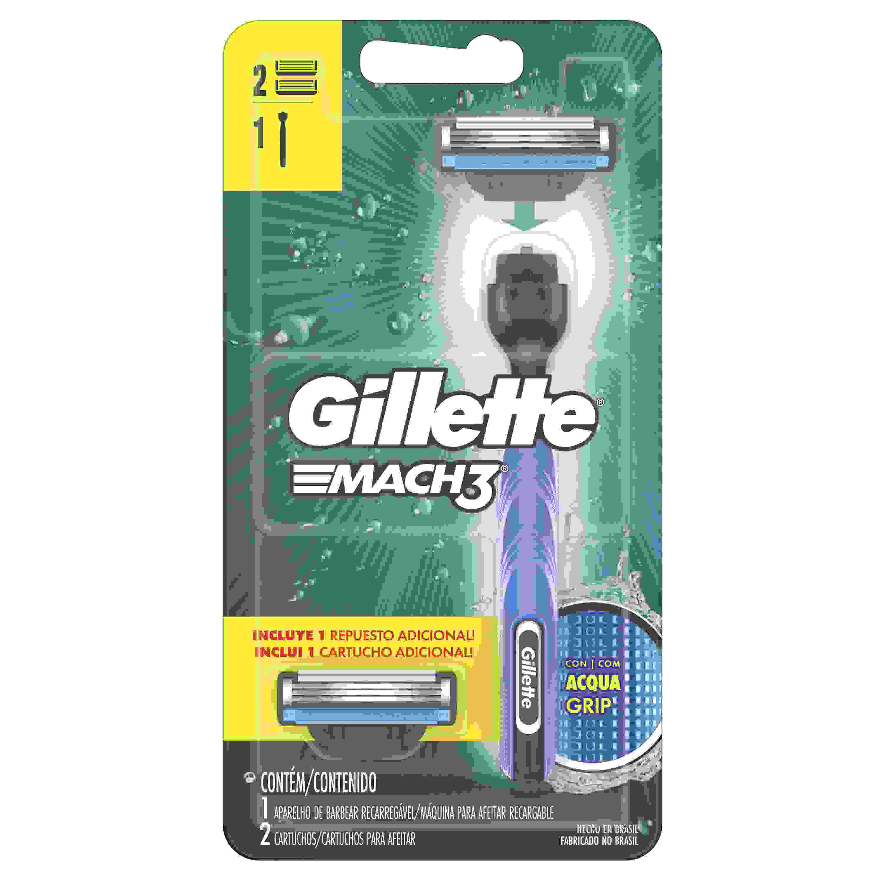 APARELHO MACH3 REGULAR ACQUA GRIP 2UP GILLETTE COM 1 UNIDADE                                        