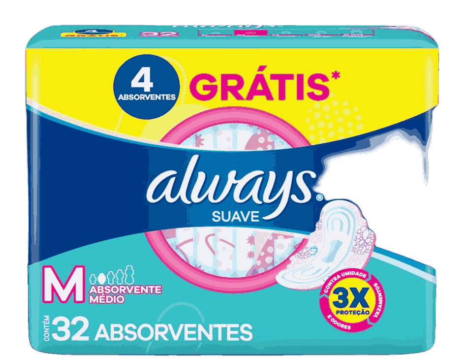 ABSORVENTE ALWAYS MAXI PROTEÇÃO MALHA SUAVE COM ABAS COM 32 UNIDADES                                