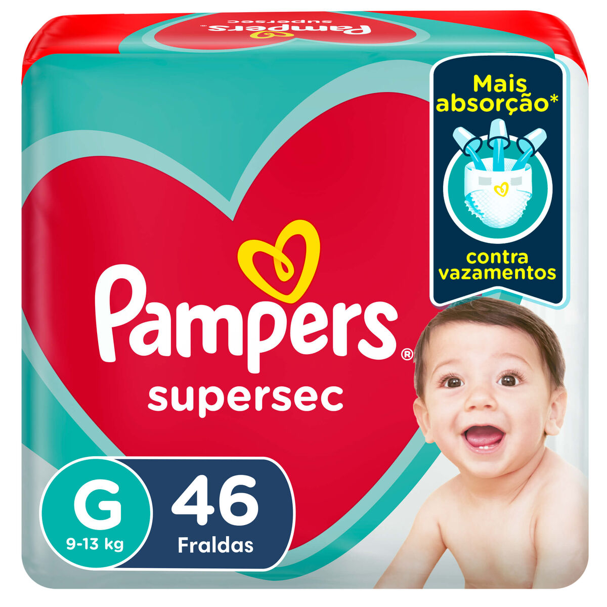 FRALDA PAMPERS SUPERSEC G HIPER 46 UNIDADES                                                         